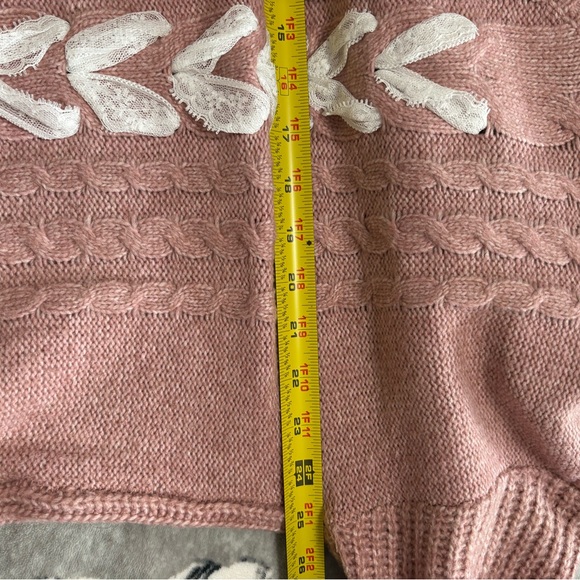 Francesca's Collections Mauve Sweater with Lace Accents - Picture 6 of 7